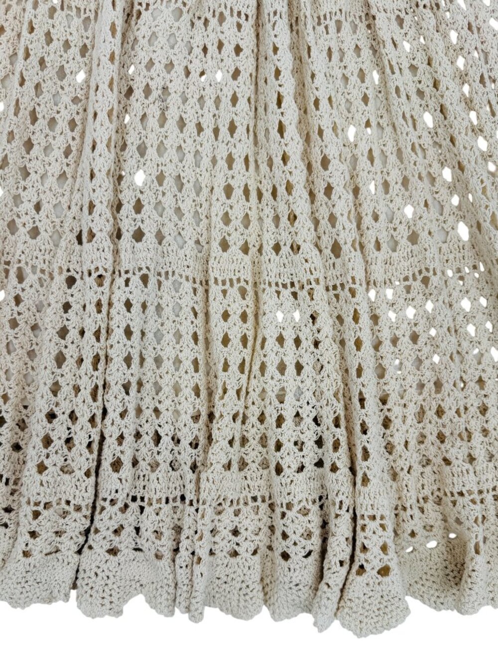VTG 90s Artelier Nicole Miller Beige Crochet Scalloped Skirt M | Coastal Cowgirl - Picture 11 of 16